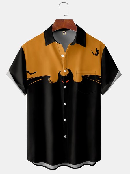 Men's Vintage Halloween Bat Print Front Button Soft Breathable Chest Pocket Casual Hawaiian Shirt, Black, Short Sleeve Shirts
Men's Vintage Halloween Bat Print Front Button Soft Breathable Chest Pocket Casual Hawaiian Shirt, Black, Short Sleeve Shirts