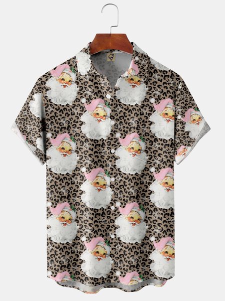 Mens Leopard Christmas Santa Print Front Buttons Soft Breathable Chest Pocket Casual Hawaiian Shirts, Short Sleeve Shirts
Mens Leopard Christmas Santa Print Front Buttons Soft Breathable Chest Pocket Casual Hawaiian Shirts, Short Sleeve Shirts