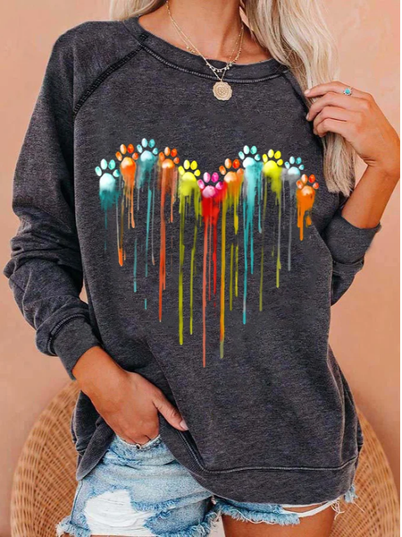 Cotton-Blend Ombre Casual Sweatshirts, Gray, Sweatshirts & Hoodies