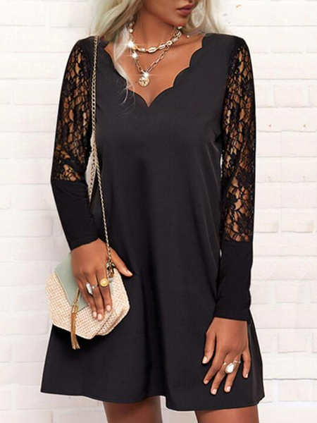 Urban Lace Above Knee Little Black Prom Dress, Dresses