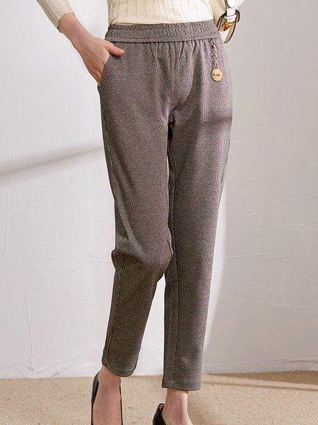 Cotton linen composite fine check Elastic Waist Pants Plus Size (including pendant), Coffee, Pants
Cotton linen composite fine check Elastic Waist Pants Plus Size (including pendant), Coffee, Pants