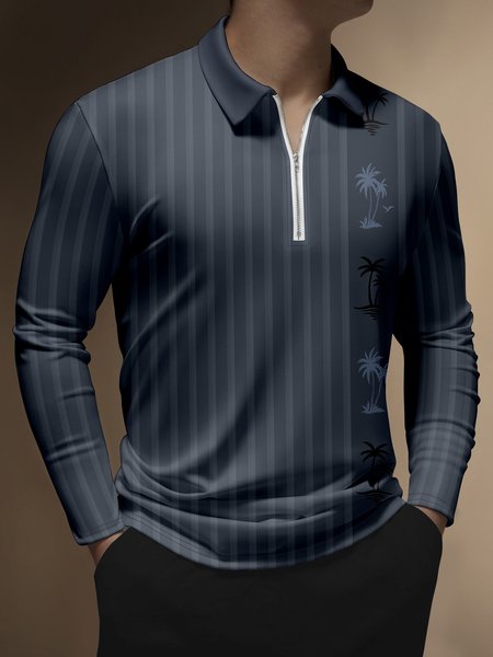 Resort Hawaiian Striped Geometric Color Block Coconut Tree Pattern Lapel Zip Long Sleeve Print Polo Shirt, Deep blue, Long Sleeve T-shirts
Resort Hawaiian Striped Geometric Color Block Coconut Tree Pattern Lapel Zip Long Sleeve Print Polo Shirt, Deep blue, Long Sleeve T-shirts