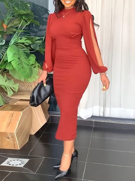 Urban Plain Long sleeve Regular Fit Dress, Red, Midi Dresses
Urban Plain Long sleeve Regular Fit Dress, Red, Midi Dresses