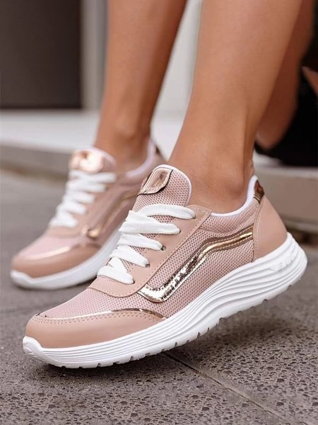 Simple Breathable Non-slip Shock-absorbing Sneakers, Pink, Sneakers