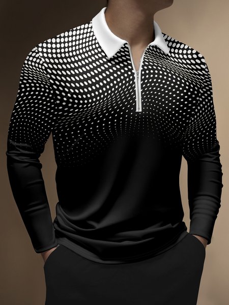 Casual Art Collection Abstract Polka Dot Lapel Zip Long Sleeve Print Polo Shirt, Black, Long Sleeve T-shirts
Casual Art Collection Abstract Polka Dot Lapel Zip Long Sleeve Print Polo Shirt, Black, Long Sleeve T-shirts