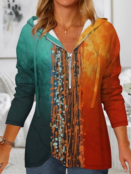 Gradient abstract pattern zipper hooded irregular hem bodysuit, Multicolor, Sweatshirts & Hoodies
Gradient abstract pattern zipper hooded irregular hem bodysuit, Multicolor, Sweatshirts & Hoodies