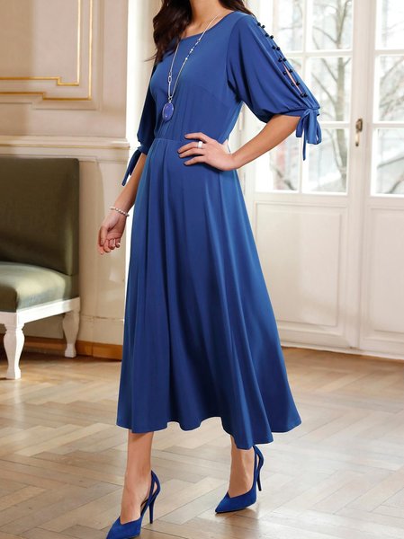 Plain Regular Fit Dresses, Blue, Dresses