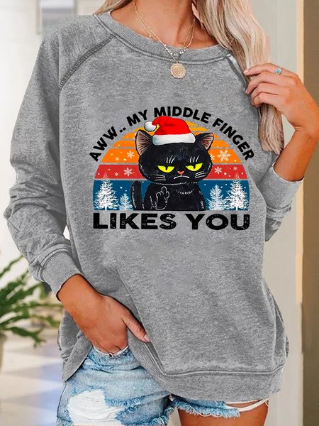 Women Black cat my middle finger Likes you cute cat hat merry Christmas cat lover Loose Simple Sweatshirts, Gray, Hoodies&Sweatshirts
Women Black cat my middle finger Likes you cute cat hat merry Christmas cat lover Loose Simple Sweatshirts, Gray, Hoodies&Sweatshirts