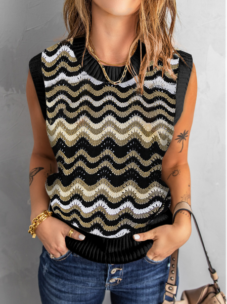 Knitting Casual Crew Neck Sweater, Multicolor, Sweaters