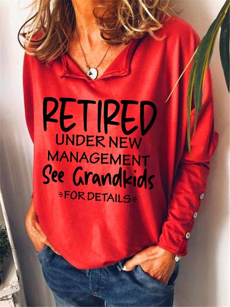 

Women Funny Graphic Retired Under New Management See Grandkids Casual Sweatshirts, Red, Hoodies&Sweatshirts