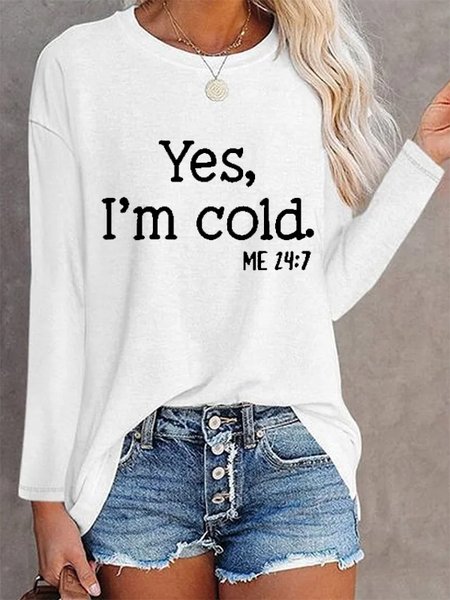 Casual Crew Neck Text Letters Tunic T-Shirt, White, T-shirts