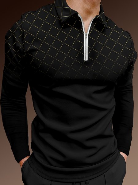 Casual Art Collection Gradient Abstract Stripes Geometric Pattern Lapel Zip Long Sleeve Print Polo Shirt, Black, Long Sleeve T-shirts
Casual Art Collection Gradient Abstract Stripes Geometric Pattern Lapel Zip Long Sleeve Print Polo Shirt, Black, Long Sleeve T-shirts