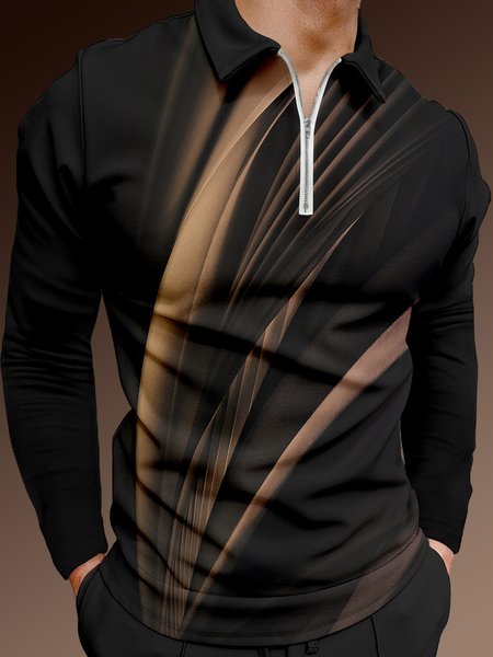 Casual Art Collection 3D Gradient Line Geometric Pattern Lapel Zip Long Sleeve Print Polo Shirt, Black, Long Sleeve T-shirts
Casual Art Collection 3D Gradient Line Geometric Pattern Lapel Zip Long Sleeve Print Polo Shirt, Black, Long Sleeve T-shirts