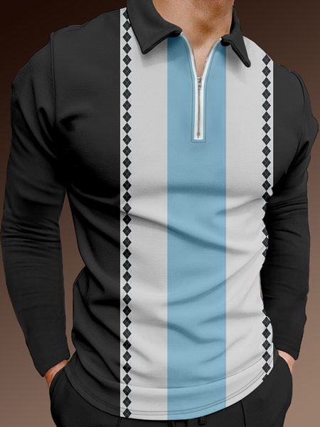 Men's Geometric Color Block Print Button Business Soft Long Sleeve Polo Shirt, Black, Long Sleeve T-shirts
Men's Geometric Color Block Print Button Business Soft Long Sleeve Polo Shirt, Black, Long Sleeve T-shirts