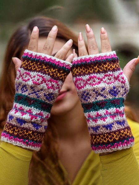 Ethnic Jacquard Contrast Color Half Finger Gloves Autumn Winter Warm Daily, As picture, Women Gloves
Ethnic Jacquard Contrast Color Half Finger Gloves Autumn Winter Warm Daily, As picture, Women Gloves