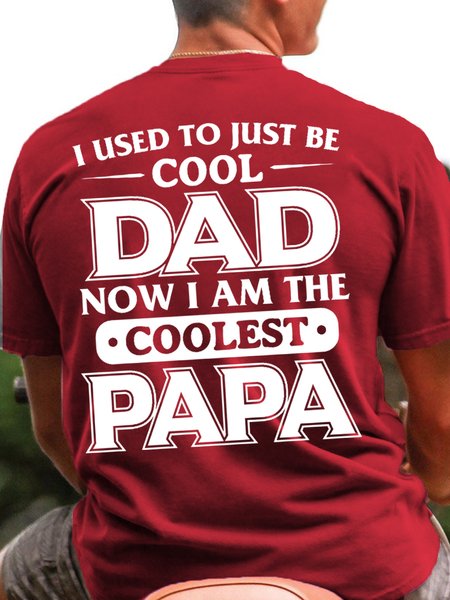 Mens funny Coolest Papa Casual Letters T-Shirt, Red, T-shirts
