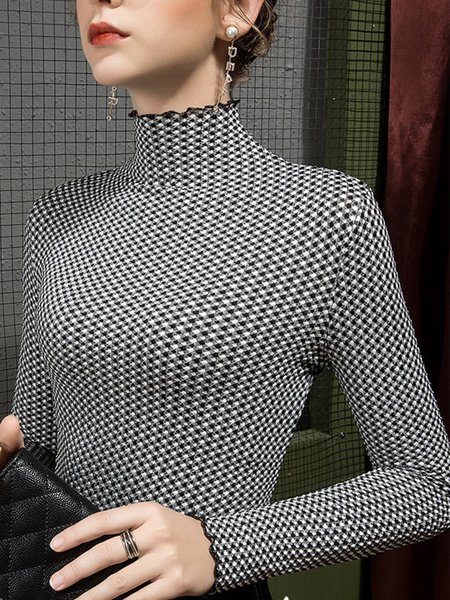 Urban Long Sleeve Turtleneck Geometric Tight Top, Black, Tees 
Urban Long Sleeve Turtleneck Geometric Tight Top, Black, Tees