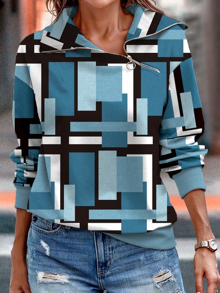 Casual Zipper V Neck Geometric Regular Fit Sweatshirts, Blue, Sweatshirts & Hoodies
Casual Zipper V Neck Geometric Regular Fit Sweatshirts, Blue, Sweatshirts & Hoodies