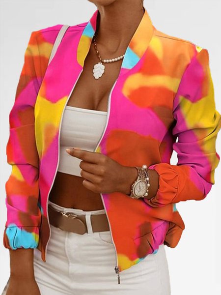 Daily Long Sleeve Fit Urban Stand Collar Other Coat, Multicolor, Outerwear