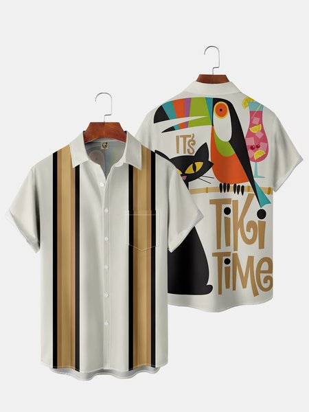Mens Casual Art Collection Mid-Century Retro Geometric Stripes Color Block Cat Parrot Short Sleeve Shirt Lapel Chest Pocket Print, Light khaki, Short Sleeve Shirts
Mens Casual Art Collection Mid-Century Retro Geometric Stripes Color Block Cat Parrot Short Sleeve Shirt Lapel Chest Pocket Print, Light khaki, Short Sleeve Shirts