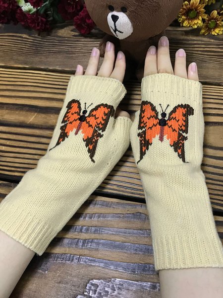 Orange Butterfly Long Warm Gloves Knitting Half Finger Gloves, Off white, Women Gloves
Orange Butterfly Long Warm Gloves Knitting Half Finger Gloves, Off white, Women Gloves