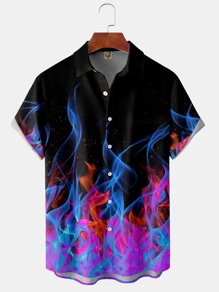Men's Flame Print Fashion Hawaiian Lapel Short Sleeve Shirt, Black, Short Sleeve Shirts
Men's Flame Print Fashion Hawaiian Lapel Short Sleeve Shirt, Black, Short Sleeve Shirts