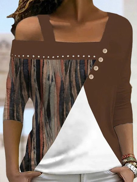 Casual Ombre Asymmetrical Top, Multicolor, Tops
