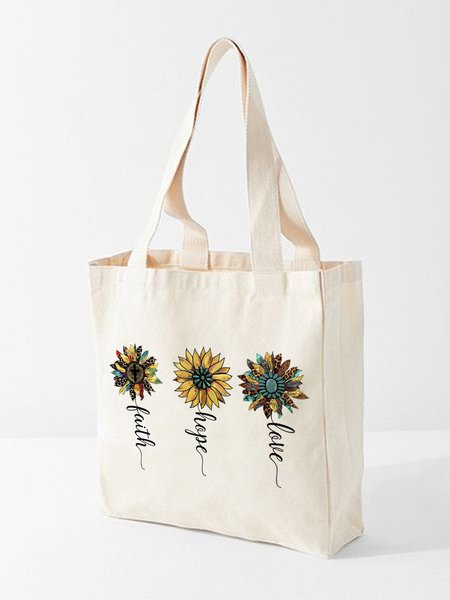 Love Faith Shopping Tote, White, Bags