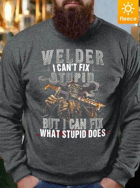 Men I Can't Fix Stupid Fleece Crew Neck Sweatshirt, Deep gray, Hoodies&Sweatshirts