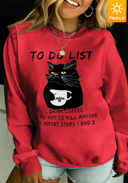 Drink Coffee To Do List Fleece Women Simple Loose Crew Neck Sweatshirts, Red, Hoodies&Sweatshirts
Drink Coffee To Do List Fleece Women Simple Loose Crew Neck Sweatshirts, Red, Hoodies&Sweatshirts