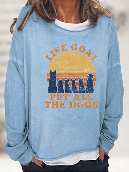Women Life Goal Pet All The Dog Cotton-Blend Text Letters Crew Neck Sweatshirt, Light blue, Hoodies&Sweatshirts
Women Life Goal Pet All The Dog Cotton-Blend Text Letters Crew Neck Sweatshirt, Light blue, Hoodies&Sweatshirts