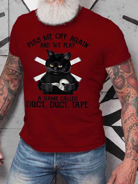 Men Black Cat Piss Me Off Again Duct Tape Crew Neck Cotton T-Shirt, Red, T-shirts
Men Black Cat Piss Me Off Again Duct Tape Crew Neck Cotton T-Shirt, Red, T-shirts