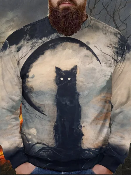 Men's Casual Loose Halloween Black Cat Print Sweatshirt, As picture, Hoodies&Sweatshirts
Men's Casual Loose Halloween Black Cat Print Sweatshirt, As picture, Hoodies&Sweatshirts