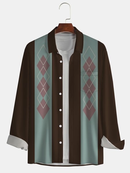 Men's Geometric Print Fashion Lapel Long Sleeve Hawaiian Shirt, Brown, Long Sleeve Shirts
Men's Geometric Print Fashion Lapel Long Sleeve Hawaiian Shirt, Brown, Long Sleeve Shirts