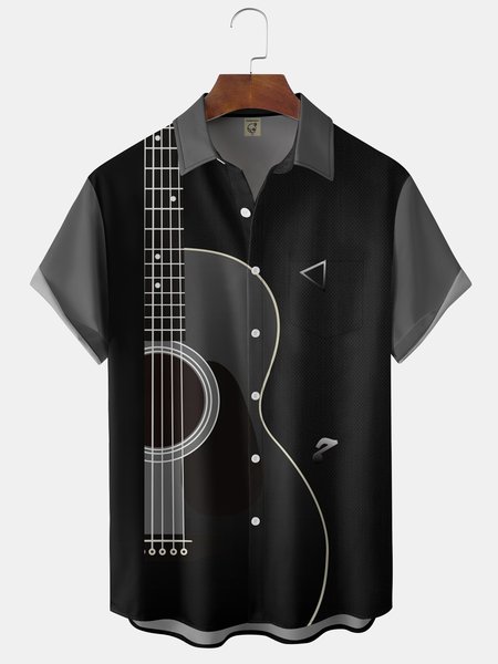 Mens Music Guitar Print Front Buttons Lapel Chest Pocket Loose Casual Hawaiian Shirt, Black, Short Sleeve Shirts
Mens Music Guitar Print Front Buttons Lapel Chest Pocket Loose Casual Hawaiian Shirt, Black, Short Sleeve Shirts