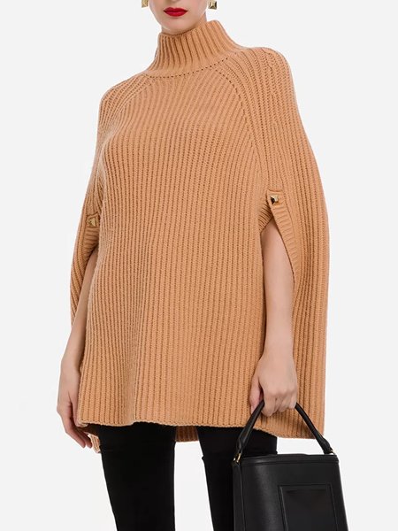 Daily Half sleeve Regular Fit Turtleneck Sweater, Light orange, Pullovers