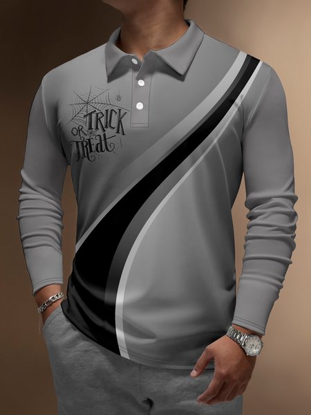 Casual Festive Collection 3D Gradient Striped Geometric Color Block Halloween Spider Web Pattern Lapel Button Long Sleeve Print Polo Shirt, Gray, Long Sleeve T-shirts
Casual Festive Collection 3D Gradient Striped Geometric Color Block Halloween Spider Web Pattern Lapel Button Long Sleeve Print Polo Shirt, Gray, Long Sleeve T-shirts