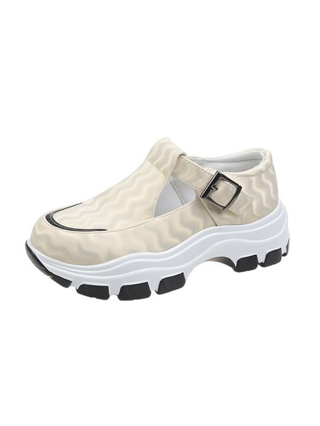 Belt Buckle Cutout Colorblock Lightweight Platform Sneakers, Beige, Sneakers
Belt Buckle Cutout Colorblock Lightweight Platform Sneakers, Beige, Sneakers