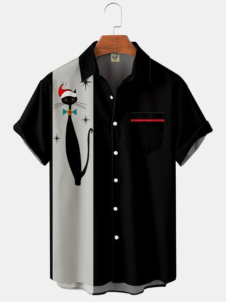 Men's Christmas Print Casual Breathable Short Sleeve Shirt, Black, Short Sleeve Shirts
Men's Christmas Print Casual Breathable Short Sleeve Shirt, Black, Short Sleeve Shirts