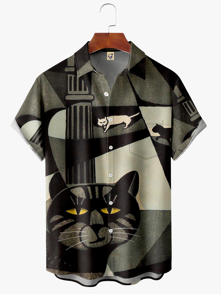 Men's Halloween Cat Print Fashion Hawaiian Lapel Short Sleeve Shirt, Black, Short Sleeve Shirts
Men's Halloween Cat Print Fashion Hawaiian Lapel Short Sleeve Shirt, Black, Short Sleeve Shirts