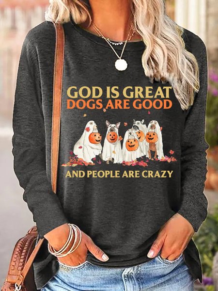 God Is Great Dogs Are Good And People Are Crazy Halloween Women's Long Sleeve T-Shirt, Gray, Long sleeves
God Is Great Dogs Are Good And People Are Crazy Halloween Women's Long Sleeve T-Shirt, Gray, Long sleeves