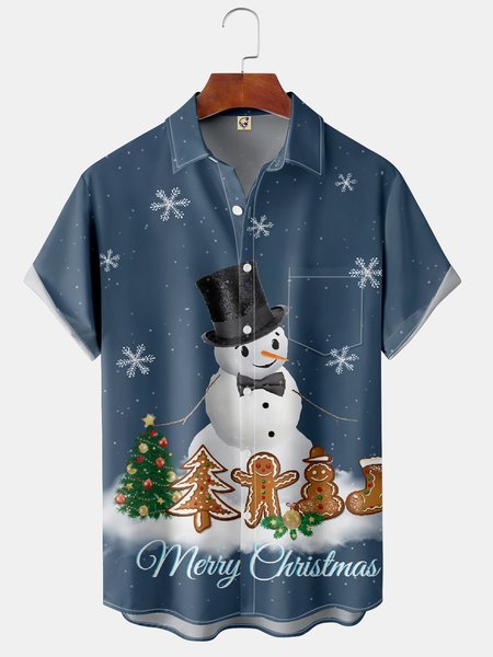 Men's Christmas Snowman Print Fashion Hawaiian Lapel Short Sleeve Shirt, Blue, Short Sleeve Shirts
Men's Christmas Snowman Print Fashion Hawaiian Lapel Short Sleeve Shirt, Blue, Short Sleeve Shirts