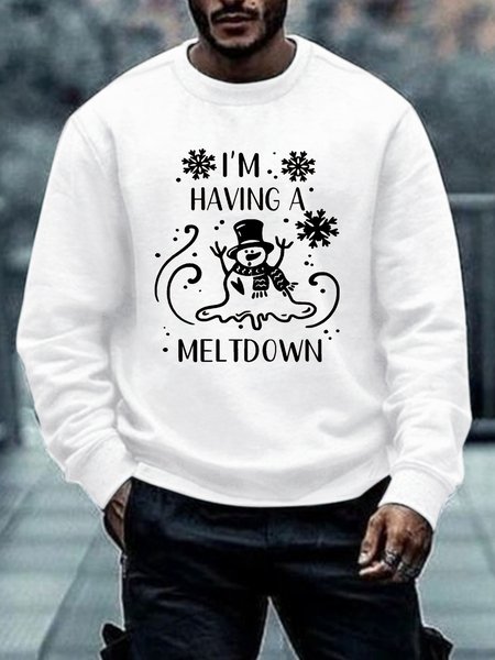 

Men's I'm Having A Meltdown Funny Christmas Snowman Casual Sweatshirt, White, Hoodies&Sweatshirts