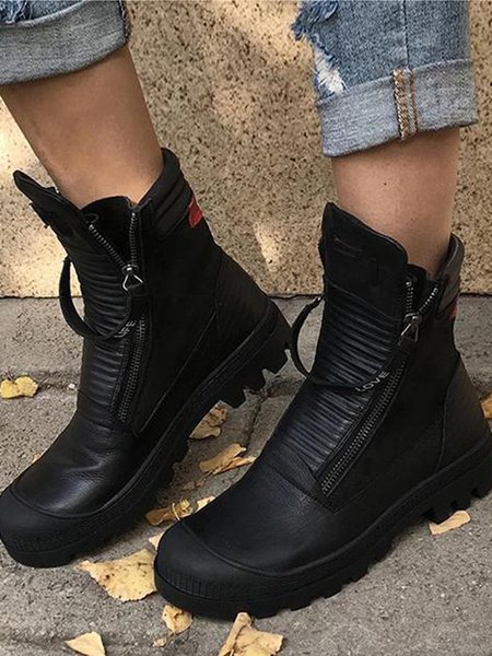 Comfortable Soft Sole Round Toe Lace Up Chunky Heel Flat Zip Rider Boots, Black, Boots
Comfortable Soft Sole Round Toe Lace Up Chunky Heel Flat Zip Rider Boots, Black, Boots