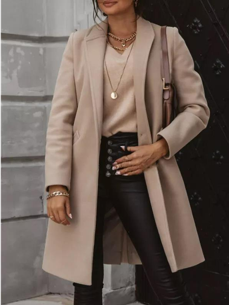 Casual Vintage Solid Color Lapel Button Long Sleeves Coat, Khaki, Coats
Casual Vintage Solid Color Lapel Button Long Sleeves Coat, Khaki, Coats