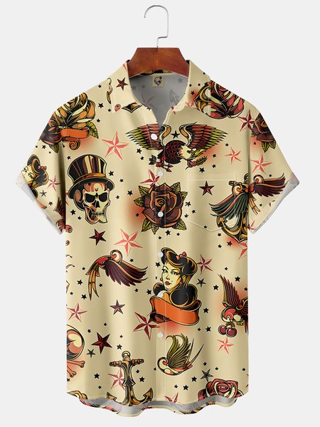 Men's Vintage Print Short Sleeve Hawaiian Shirt with Chest Pocket, Khaki, Short Sleeve Shirts
Men's Vintage Print Short Sleeve Hawaiian Shirt with Chest Pocket, Khaki, Short Sleeve Shirts