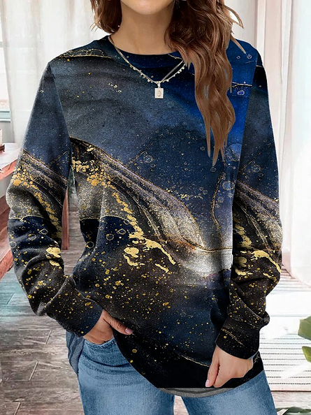 Casual Ombre Crew Neck Sweatshirts, Multicolor, Sweatshirts & Hoodies