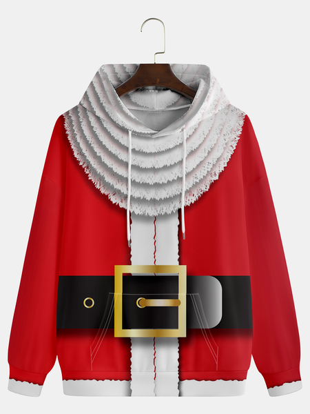 Belted Santa Costume Graphic Print Hoodie, Red, Hoodies&Sweatshirts