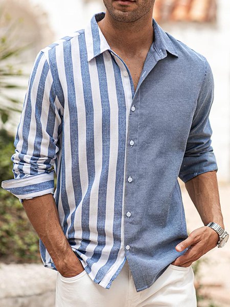 Striped Contrast Color Long Sleeve Shirt Casual Style Lapel Collar Top, As picture, Long Sleeve Shirts
Striped Contrast Color Long Sleeve Shirt Casual Style Lapel Collar Top, As picture, Long Sleeve Shirts
