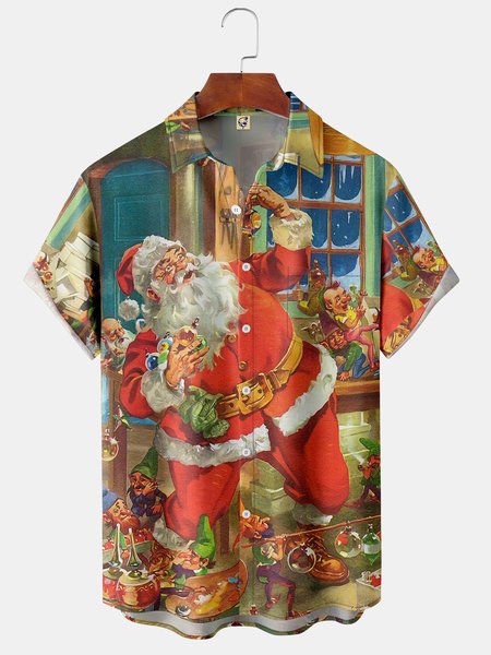 Santa Claus Chest Pocket Short Sleeve Shirt Christmas Lapel Print Top, Red, Short Sleeve Shirts
Santa Claus Chest Pocket Short Sleeve Shirt Christmas Lapel Print Top, Red, Short Sleeve Shirts